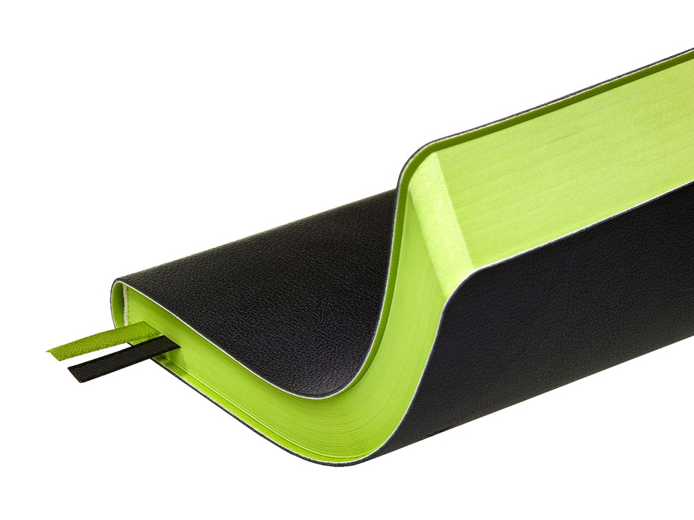 Ежедневник А5 датированный Boston 2026, черный с салатовым обрезом-5