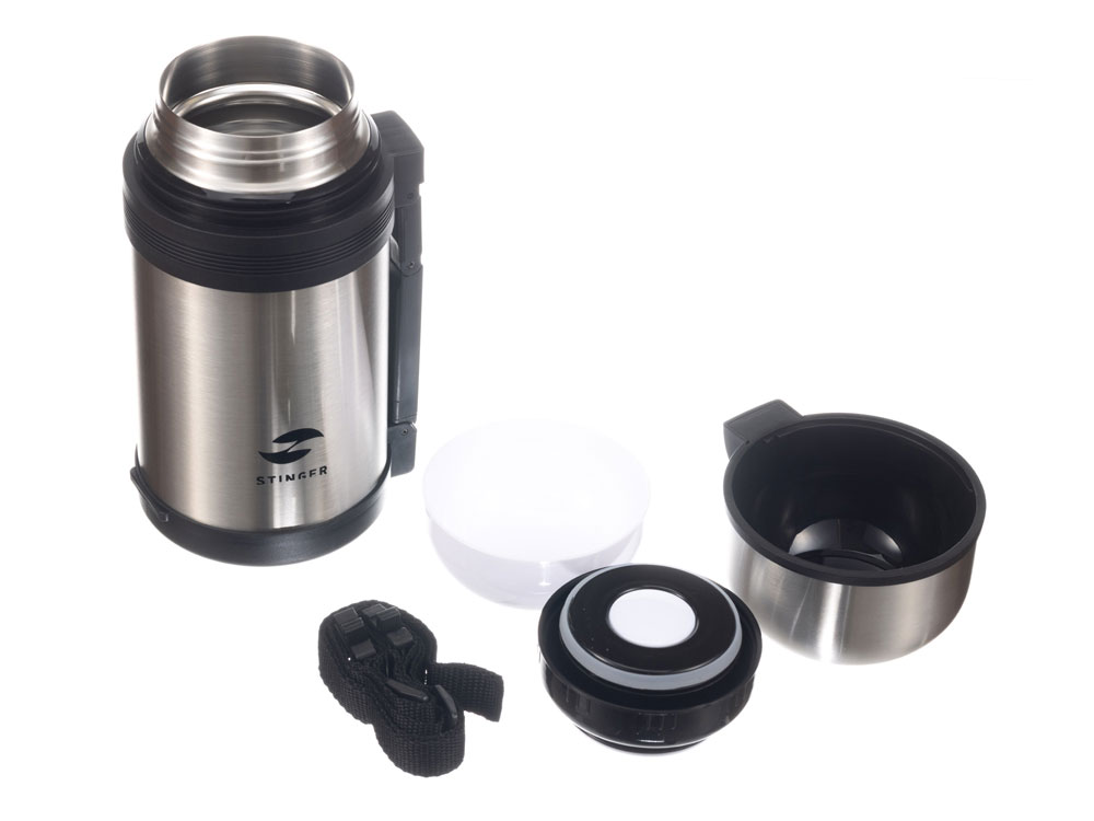Термос Stinger, 1 л, широкий с ручкой, нержавеющая сталь, серебристый, 12,2 х 10,5 х 23,3 см-2