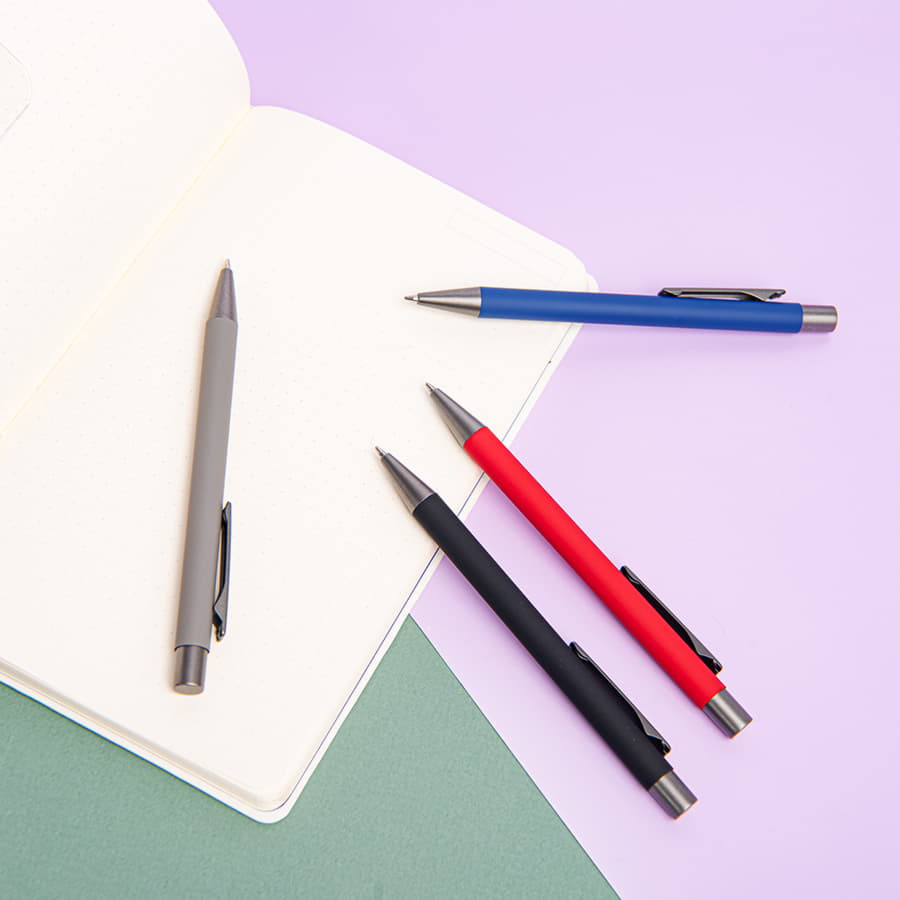 Ручка шариковая FACTOR, красный, серый-4