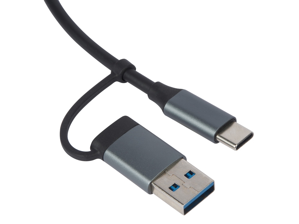 USB-хаб Link с коннектором 2-в-1 USB-C и USB-A, 2.0/3.0, серый-2