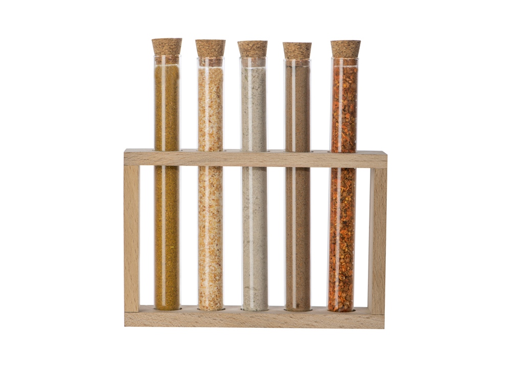 Набор Delish из пяти специй в подставке из бука-1