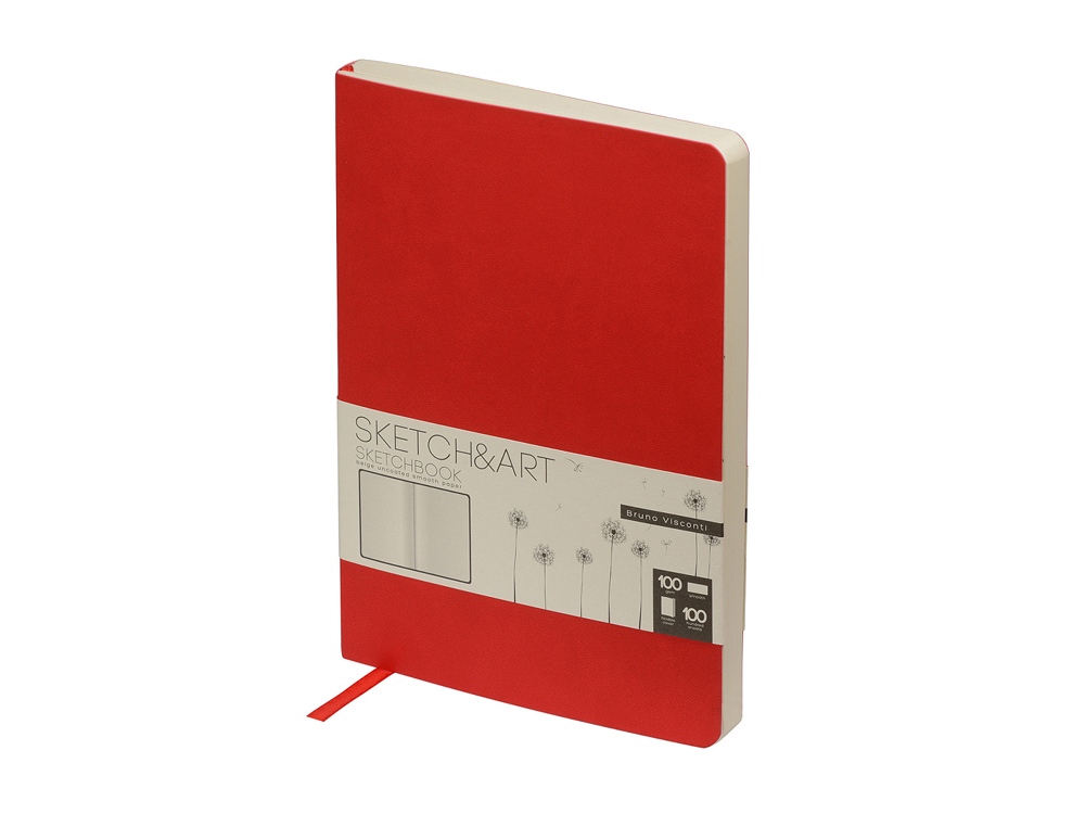 Скетчбук Sketch & Art в мягком переплете 140х210 мм, 100 л. бежевой бумаги 100 гр., красный-0