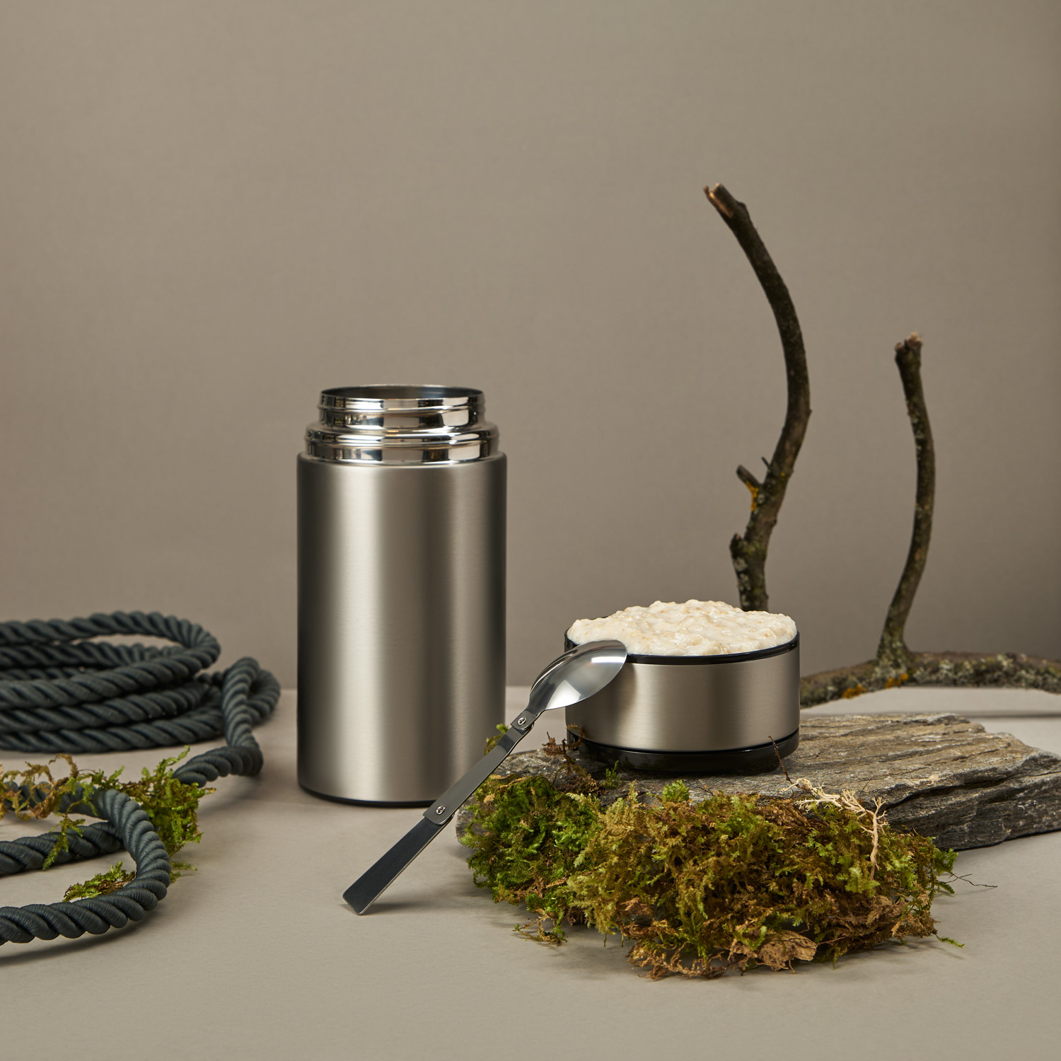 Термос для еды Бенто (Bento), серебряный-13