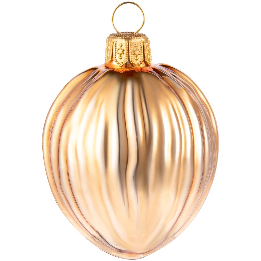 Елочная игрушка «Грецкий орех», золотистая-0