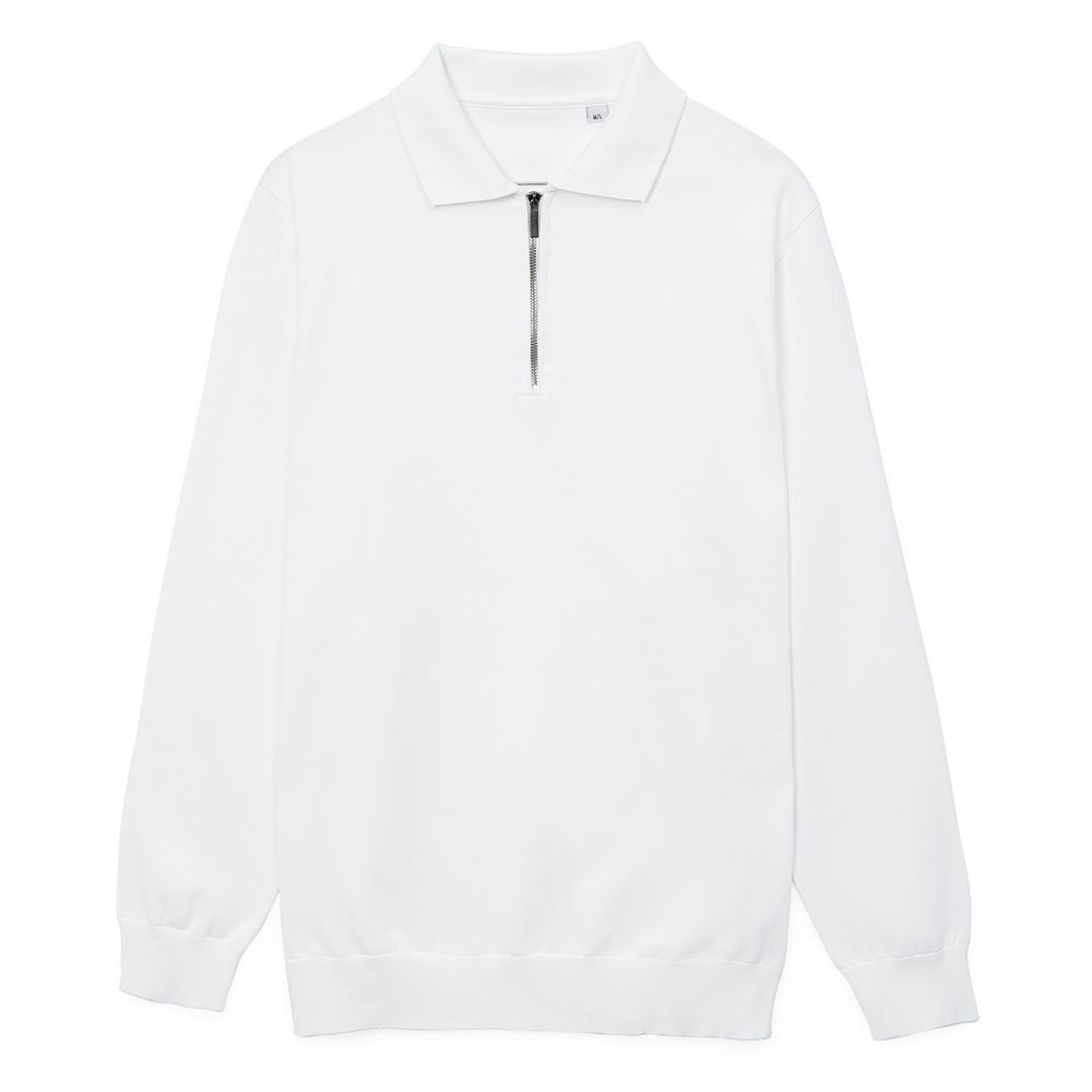 Рубашка поло мужская с длинным рукавом Terrazzo, белая-1