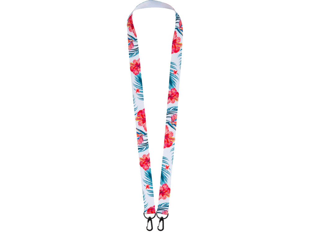 Ланъярд 2 см под сублимацию с 2-мя карабинами, черный-1