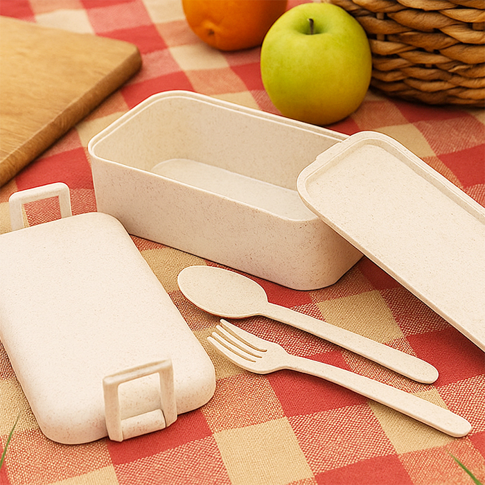 Ланчбокс (контейнер для еды) Bricker из пшеничного волокна, Бежевый-3