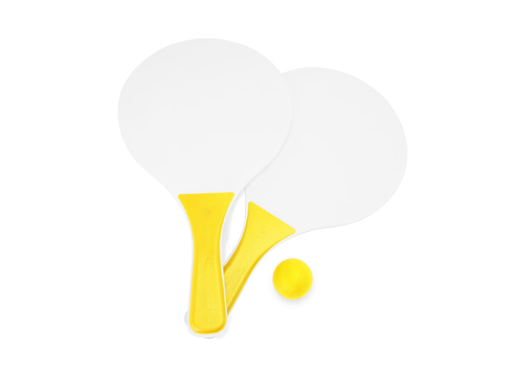 Набор FEROE для игры на пляже (2 ракетки и мячик), белый/желтый-1