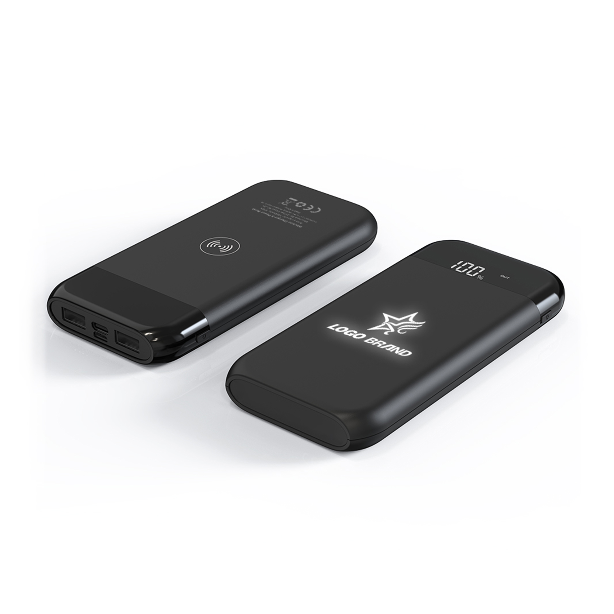 Беспроводное зарядное устройство "ShineMax SOFTTOUCH", 10000 mAh с подсветкой логотипа и цифровым индикатором заряда-3