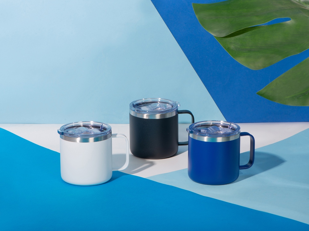 Кружка стальная Alaska с крышкой слайдером, powder coating, белый-8