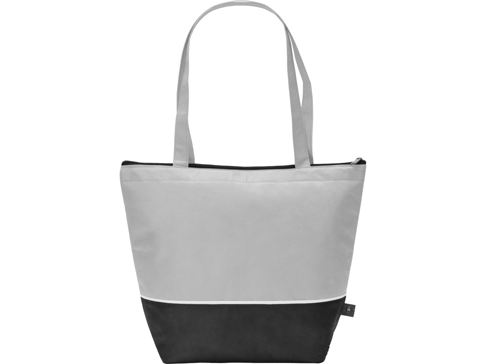 Сумка-холодильник Reviver с длинными ручками из нетканого переработанного материала RPET, белый/черный-2