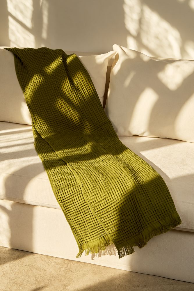 Плед вафельный Elenglect, зеленый-2