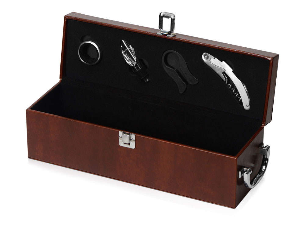 Набор аксессуаров для вина в подарочной коробке Fabrizio, коричневый-0