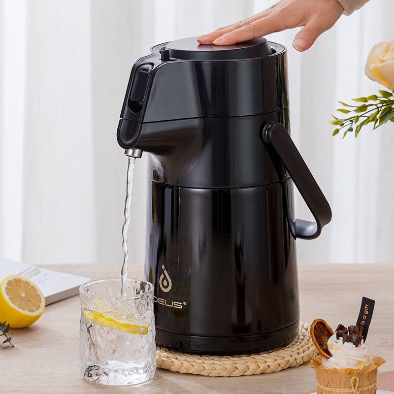 Термос с помпой Jiayi, черный-4