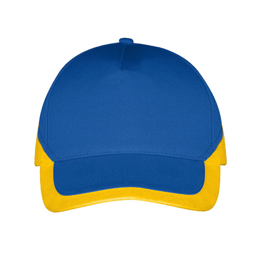 Бейсболка BOOSTER, 5 клиньев, металлическая застежка, ярко-синий, желтый-2