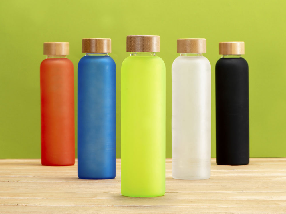 Стеклянная бутылка с бамбуковой крышкой Foggy, 600мл, черный-7