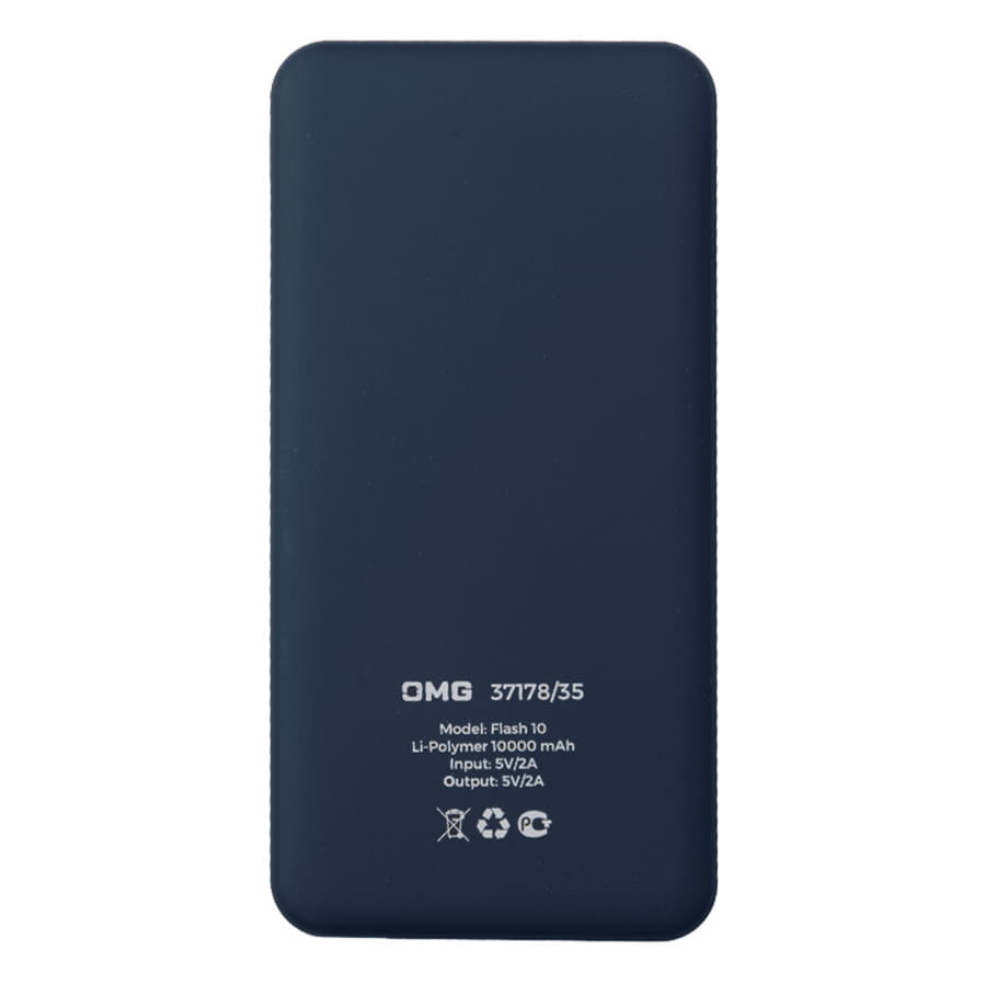 Универсальный аккумулятор Flash 10 (10000 мАч) с подсветкой и soft touch,синий,13,7х6,87х1,55 мм, синий-3