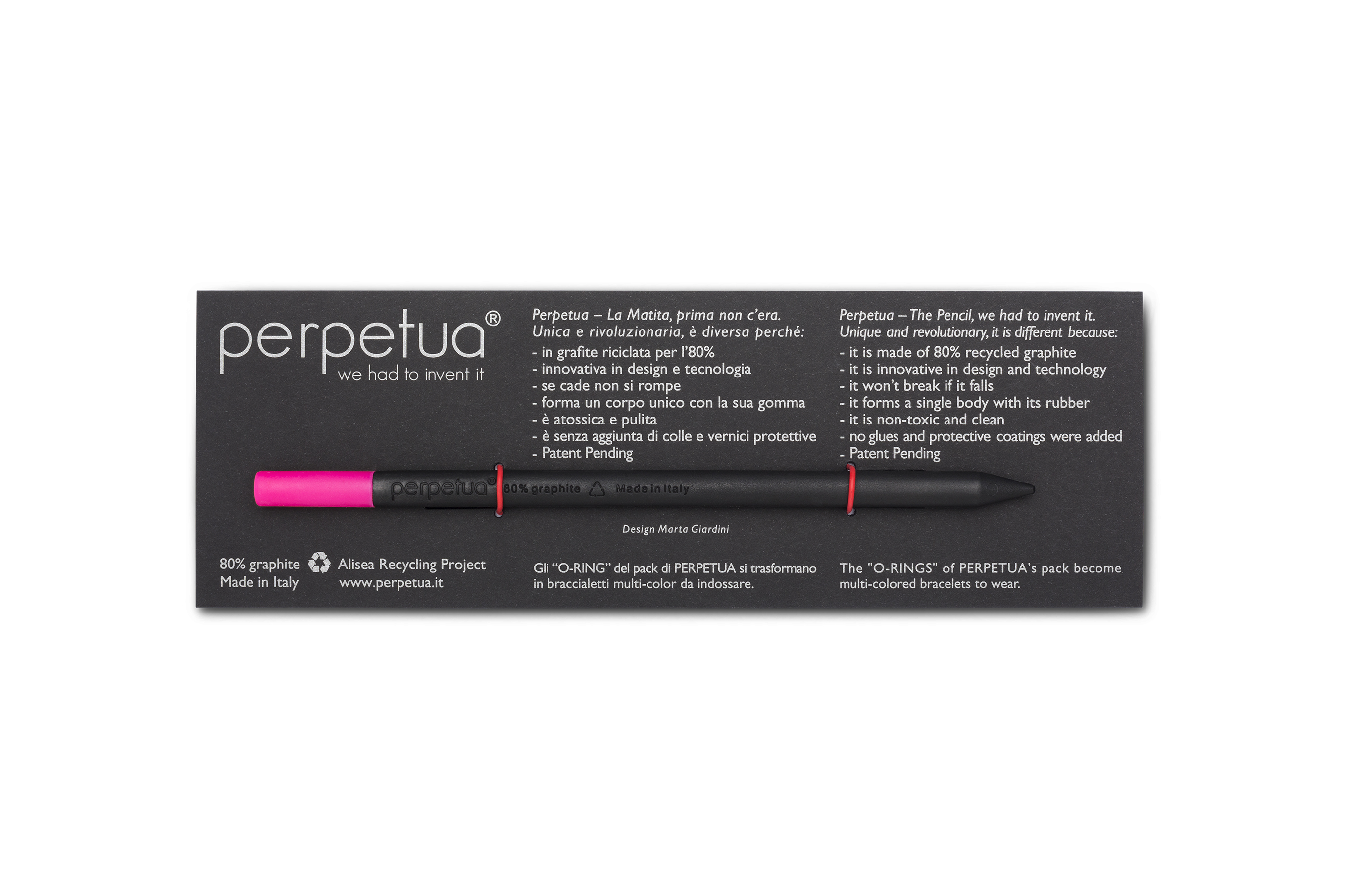 Карандаш графитовый Perpetua с ластиком цвета фуксия-0