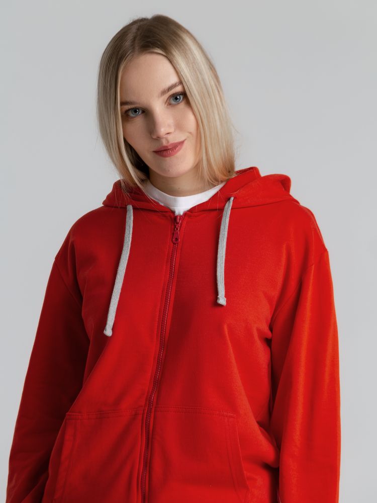 Толстовка на молнии с капюшоном Unit Siverga, красная-5