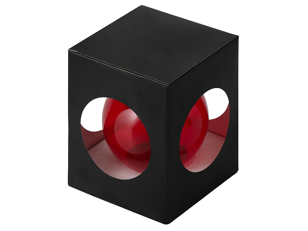 Стеклянный елочный шар Frozi, красный прозрачный, с серебристым колпачком-1