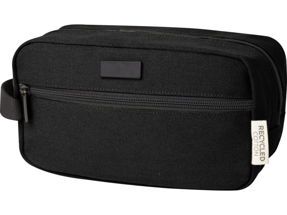 Косметичка Joey из холста, переработанного по стандарту GRS, объемом 3,5 л, сплошной черный-0