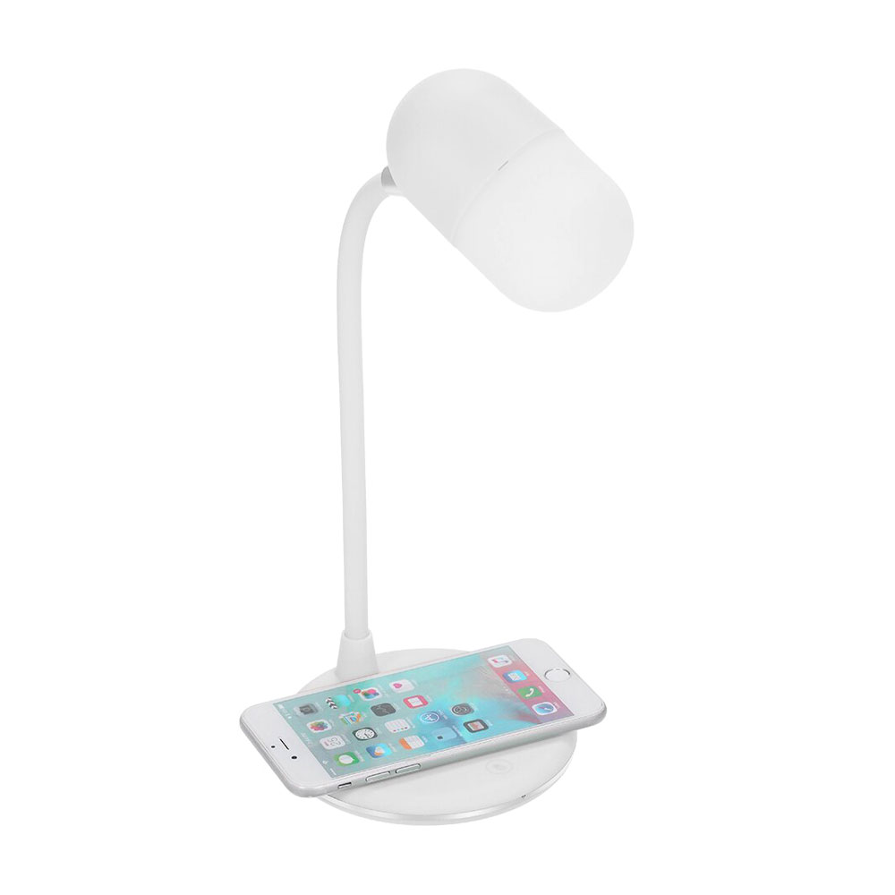 Лампа с колонкой и беспроводной зарядкой Alladin, Белый-2