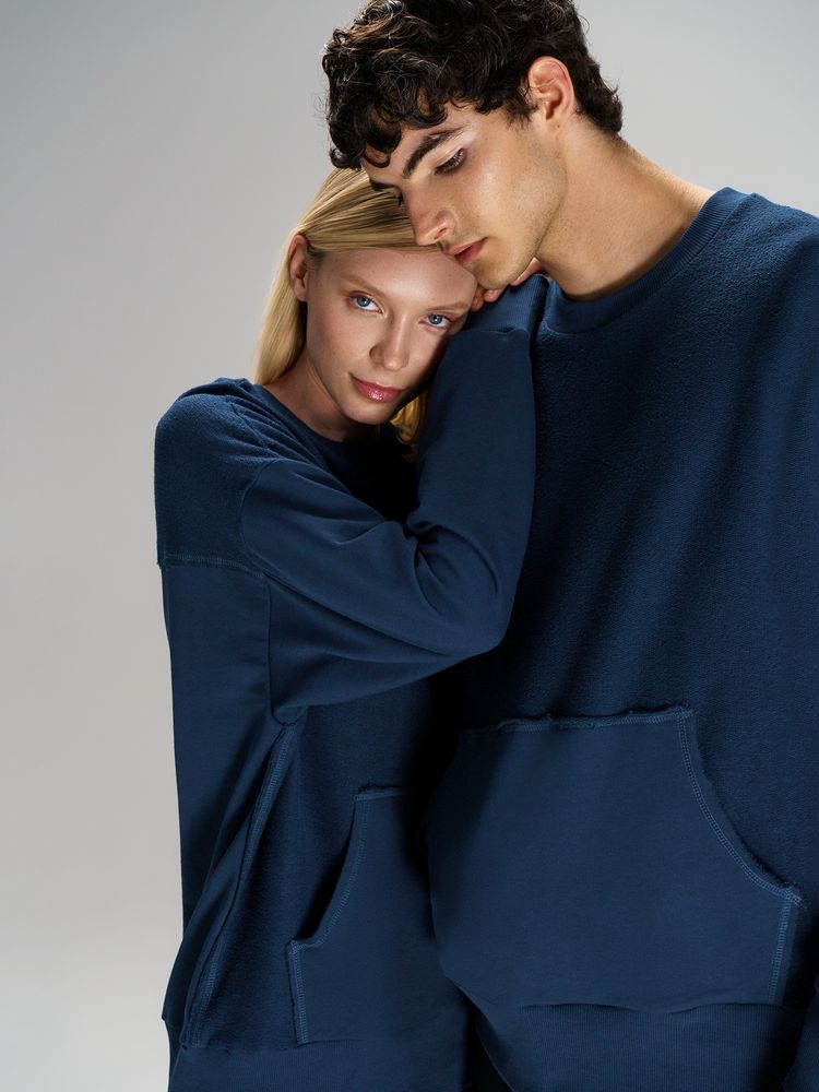 Свитшот оверсайз унисекс Vozduh, темно-синий-4