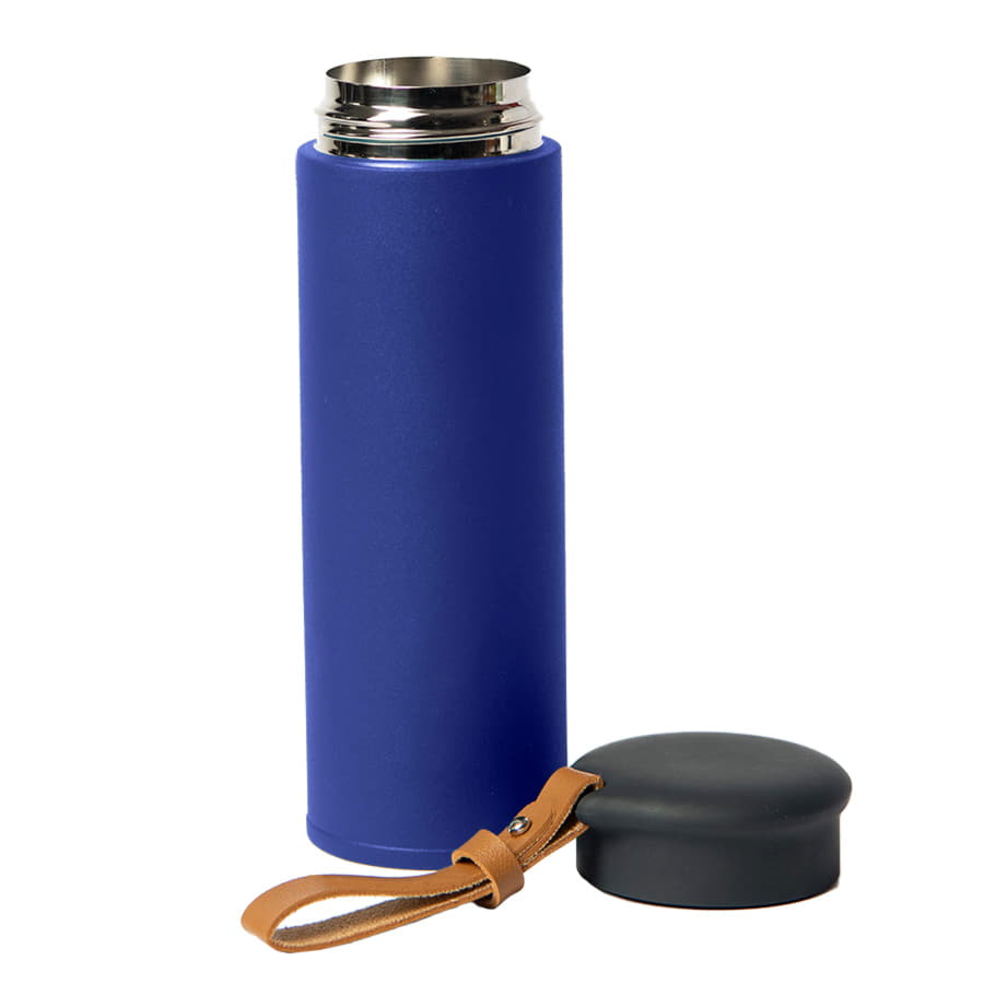 Термос вакуумный STRIPE, 450мл, синий, черный-1