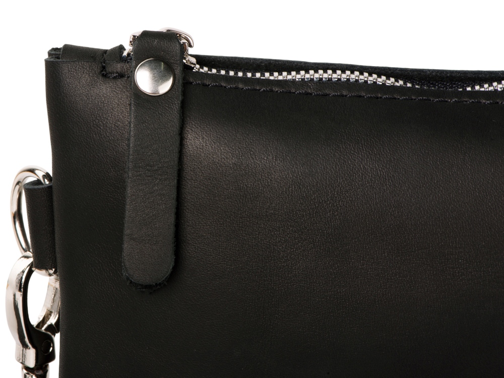 Барсетка кожаная, черный-5