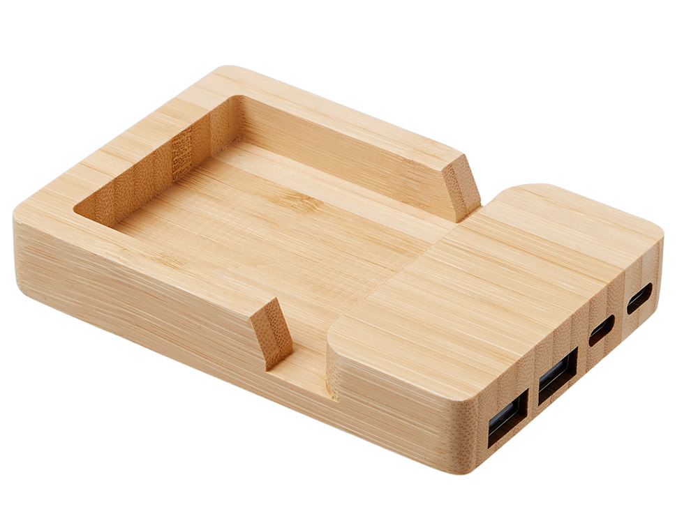 USB хаб Memo, 2*USB, 2*Type C, бамбук-9