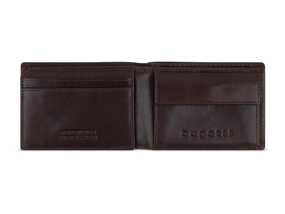 Портмоне BUGATTI НЕАПОЛЬ | NEAPLES, с защитой данных RFID, коричневое, натуральная воловья кожа, 10х2х7,2 см-5