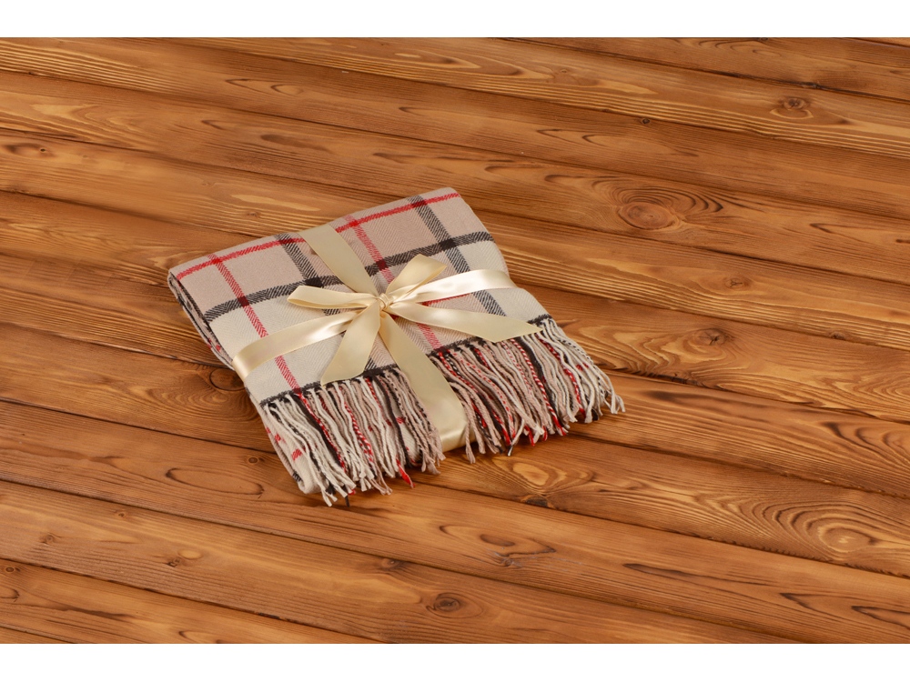 Плед акриловый в клетку Tartan, бежевый-5