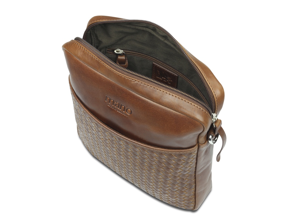 Сумка через плечо Mano Don Luca, натуральная кожа в коньячном цвете, 23 х 26,5 х 4,5 см-4