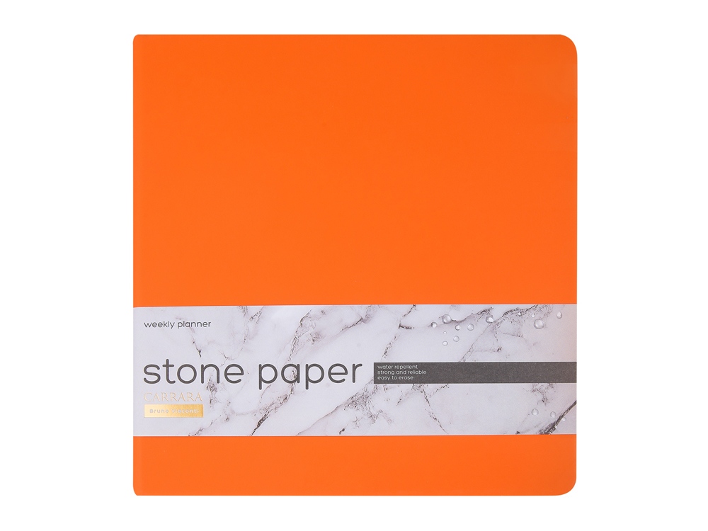 Еженедельник с каменной бумагой А5+ Carrara, оранжевый-1