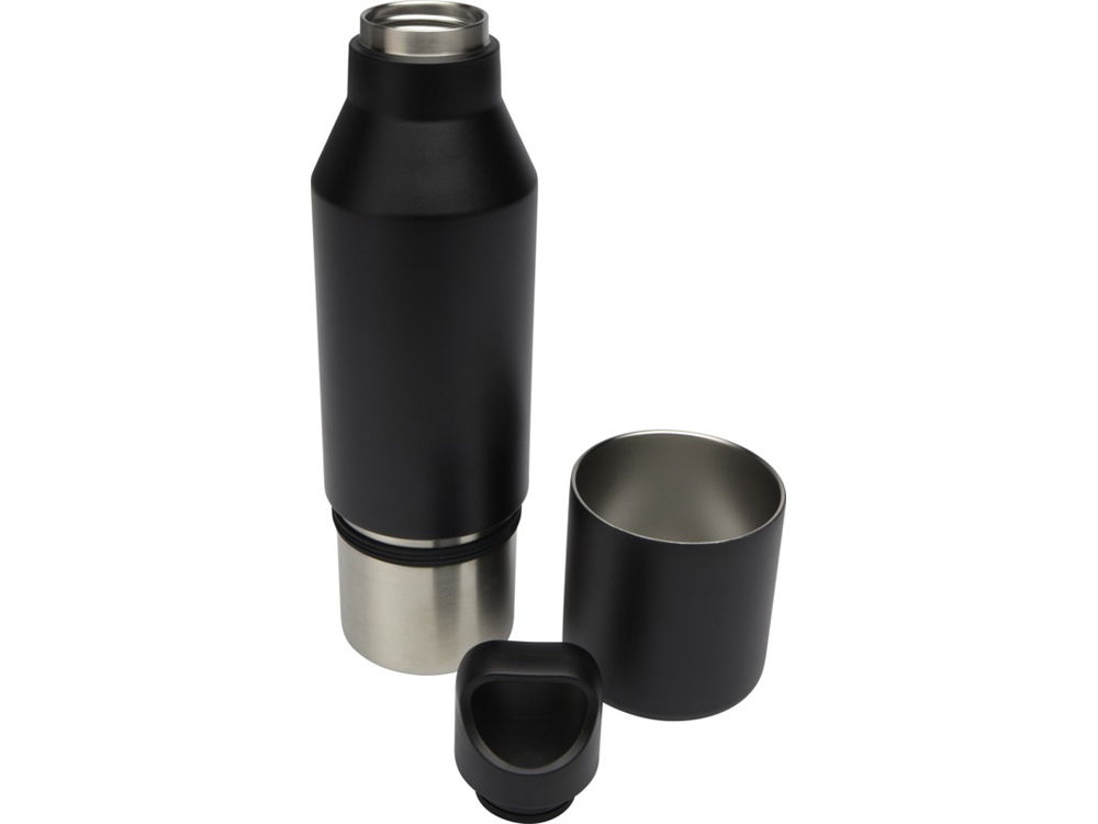Изолированная бутылка из переработанной нержавеющей стали Odessy объемом 600 мл, сплошной черный-4