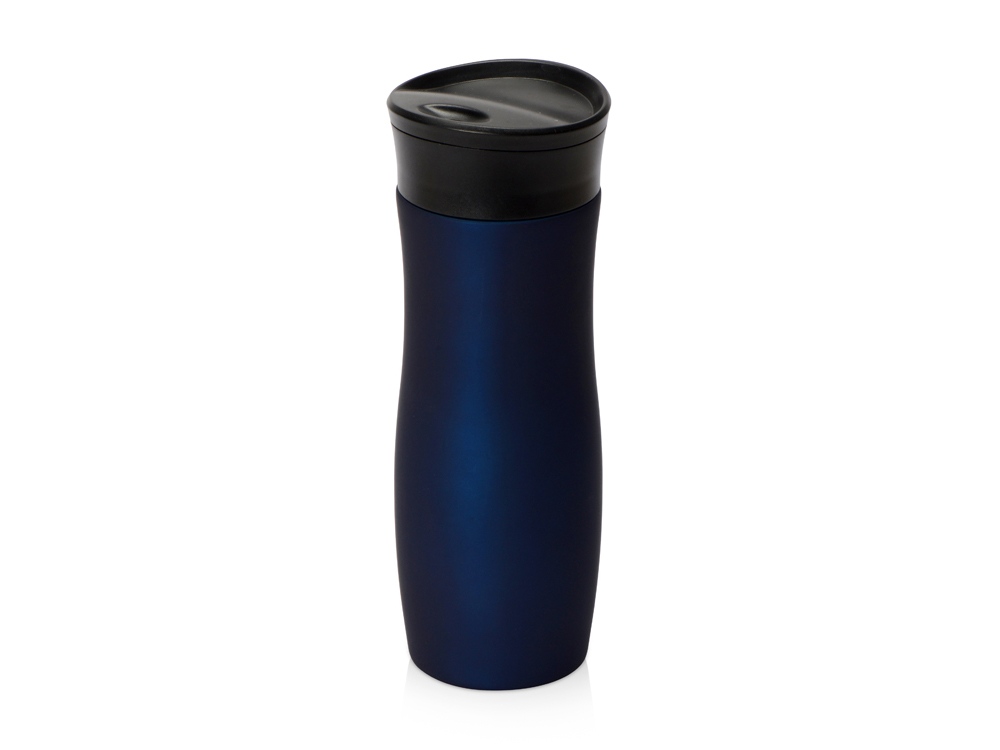 Вакуумная термокружка с кнопкой Streamline, Waterline, soft-touch, темно-синий-1