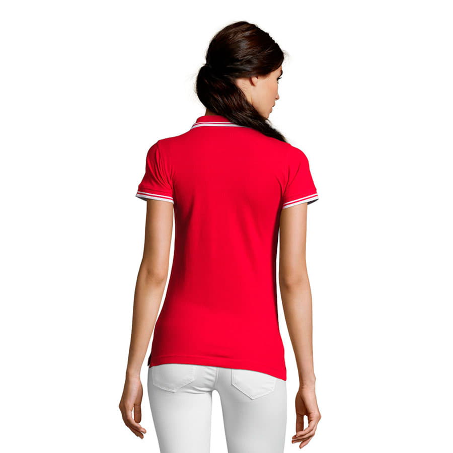 Поло женское PASADENA WOMEN 200, красный, белый-2