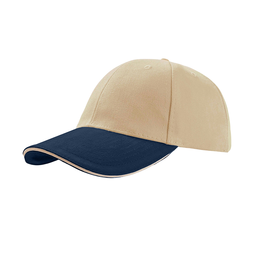 Бейсболка LIBERTY SANDWICH, 6 клиньев, сэндвич, металлическая застежка, бежевый, темно-синий-0