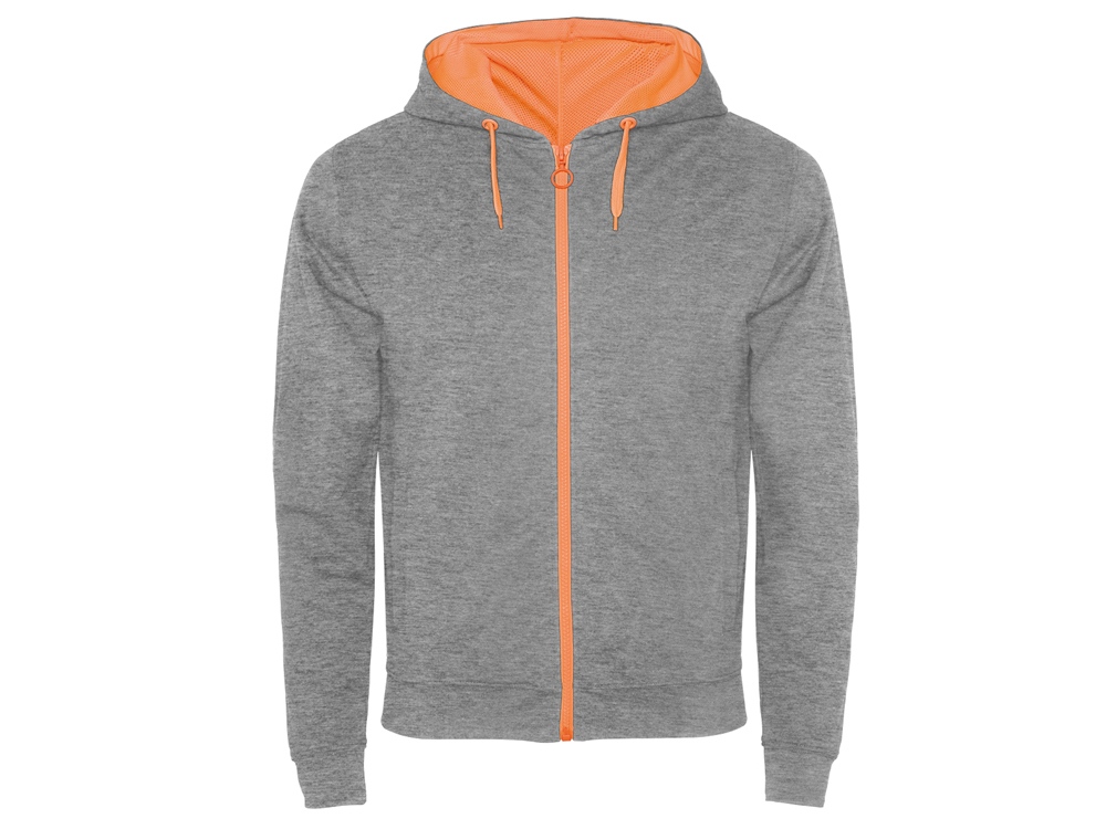 Толстовка на молнии Fuji, серый меланж/неоновый оранжевый-0