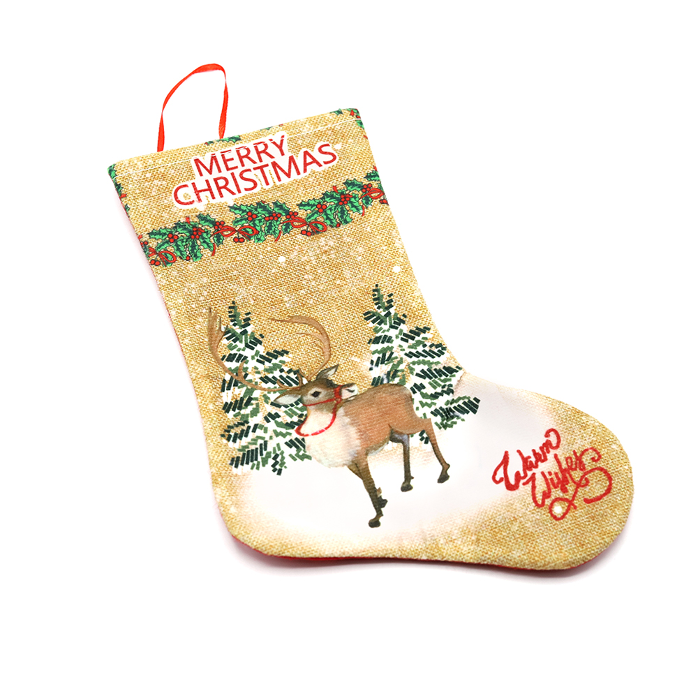 Сапожок подарочный новогодний №5 (олень бежевый), Коричнево-белый-0