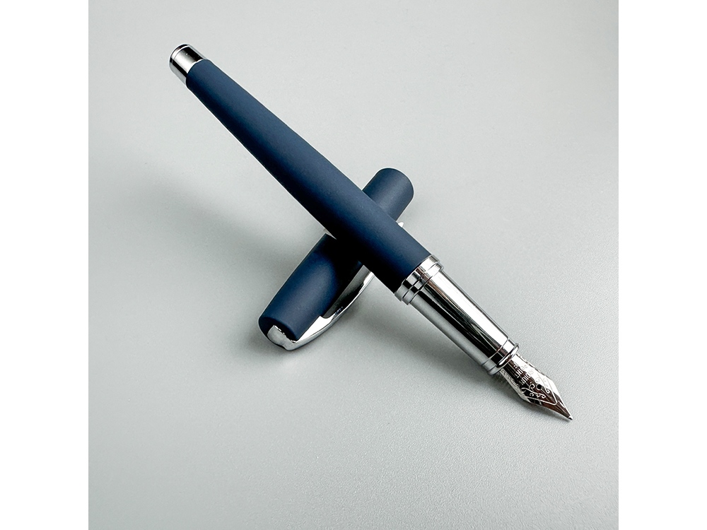 Ручка металлическая перьевая Sienna софт-тач, синий-3