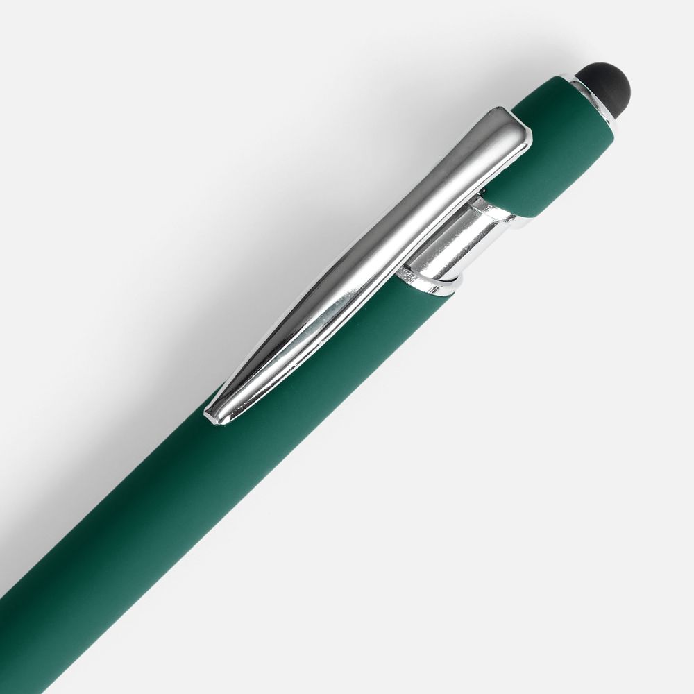 Ручка шариковая Pointer Soft Touch со стилусом, зеленая-1