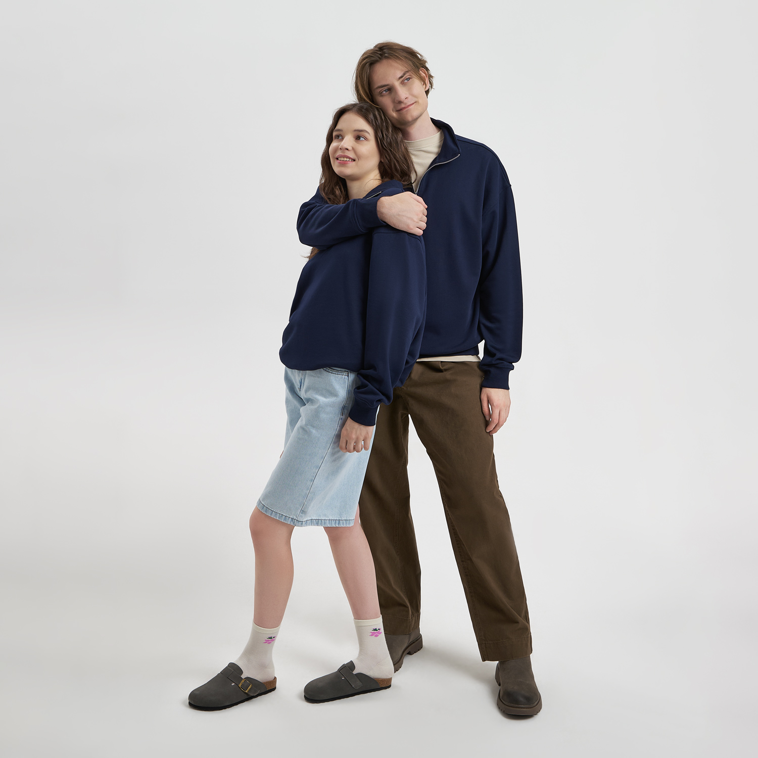 Толстовка на молнии унисекс FLOW, темно-синяя-11