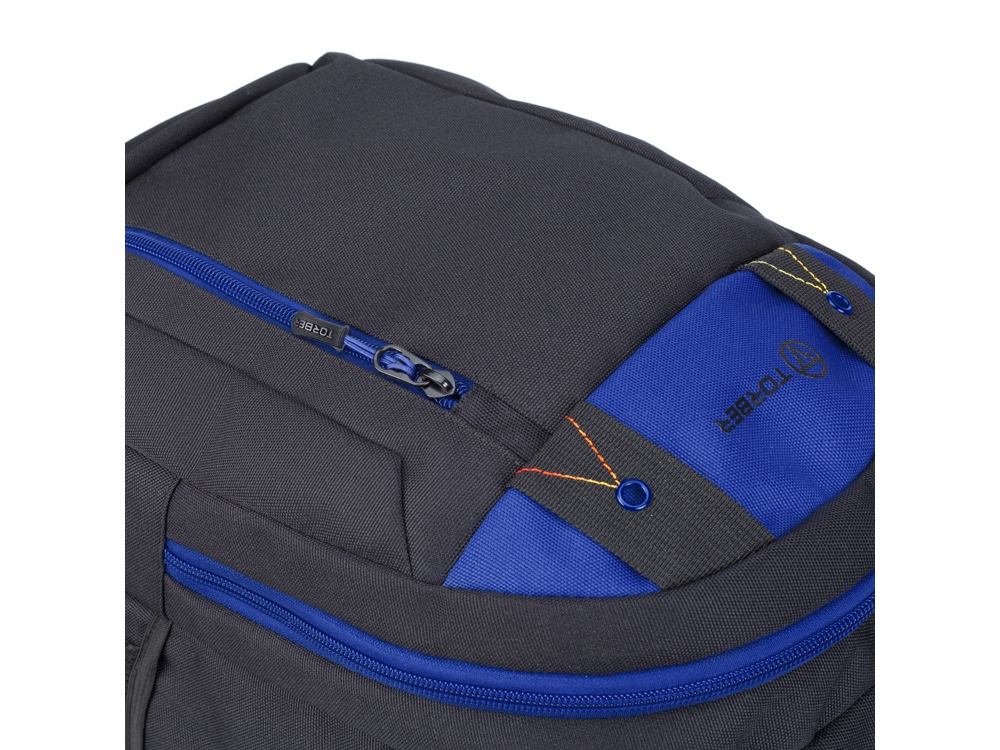 Рюкзак TORBER КЛАСС, черный с синей вставкой, полиэстер 900D, 45 x 32 x 16 см-8
