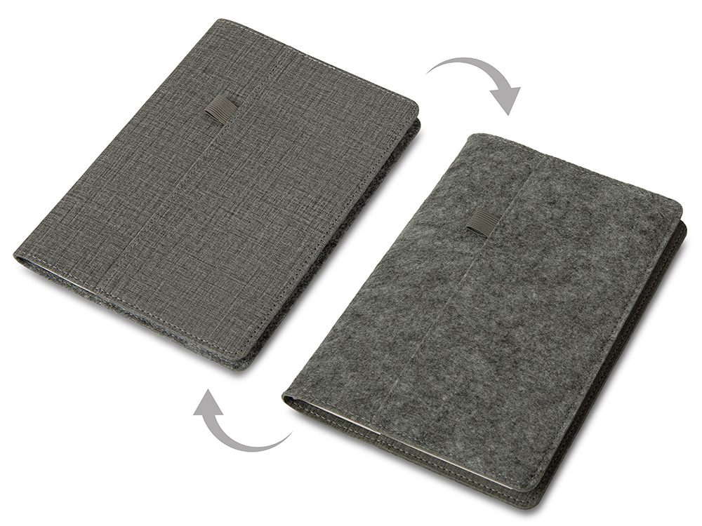 Двустороннее портфолио из рпет-фетра и искусственной кожи Felt, серый-0