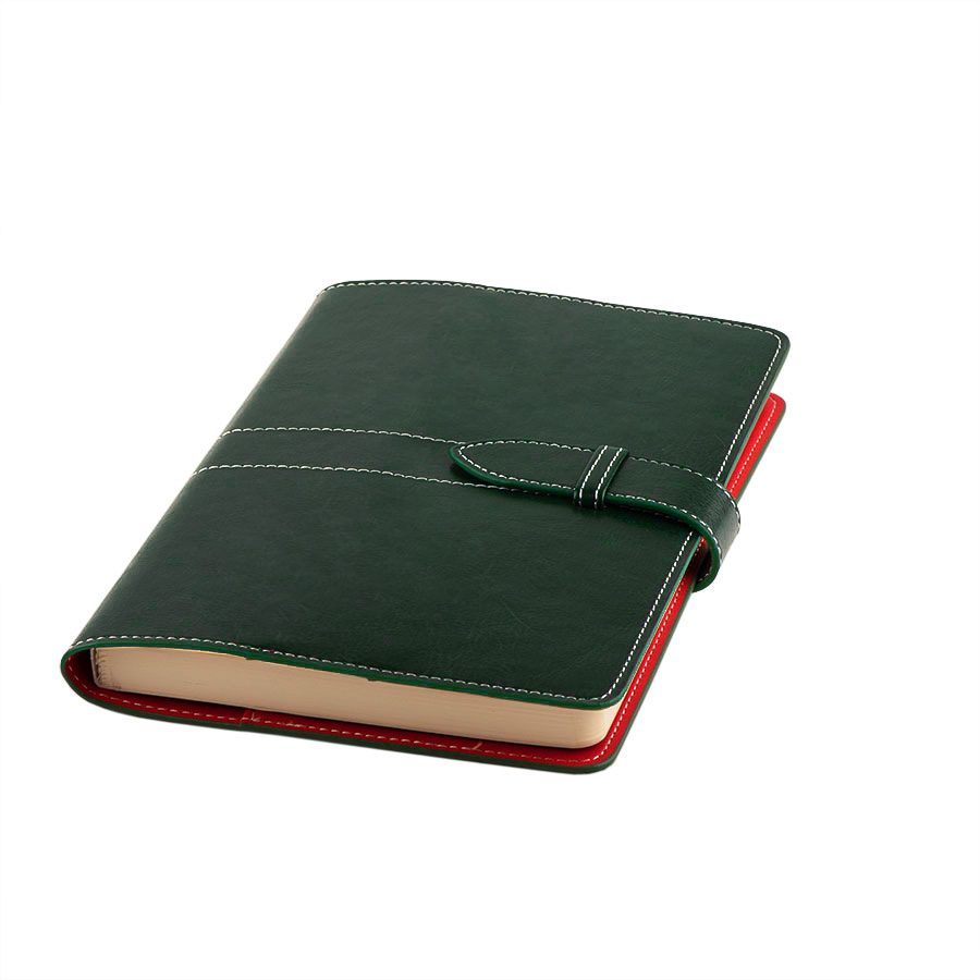 Ежедневник-портфолио недатированный Holder, А5, зеленый/красный, кремовый блок, без обреза, зеленый, красный-0
