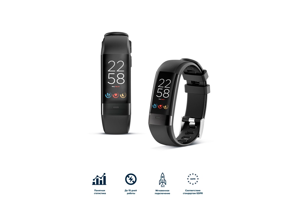 Фитнес-браслет с виртуальным тренером и измерением ЭКГ Canyon Smart Coach SB-75, IP67, черный-3