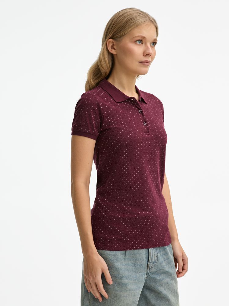 Рубашка поло женская Brandy Women, бордовая с белым-4