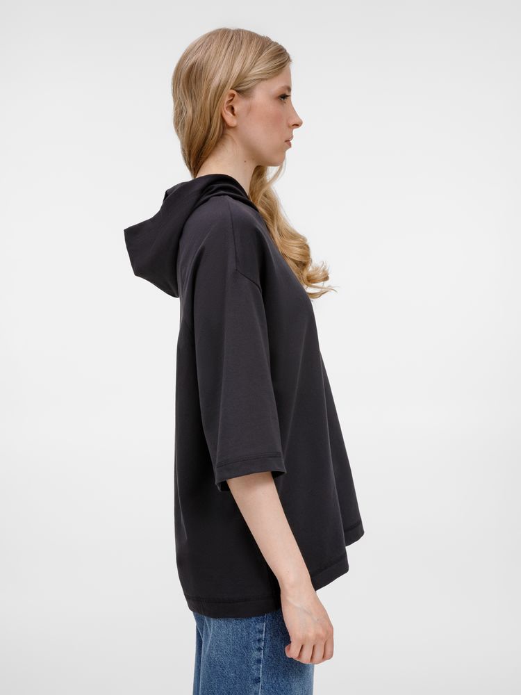 Футболка оверсайз унисекс с капюшоном Neofit, черная-6