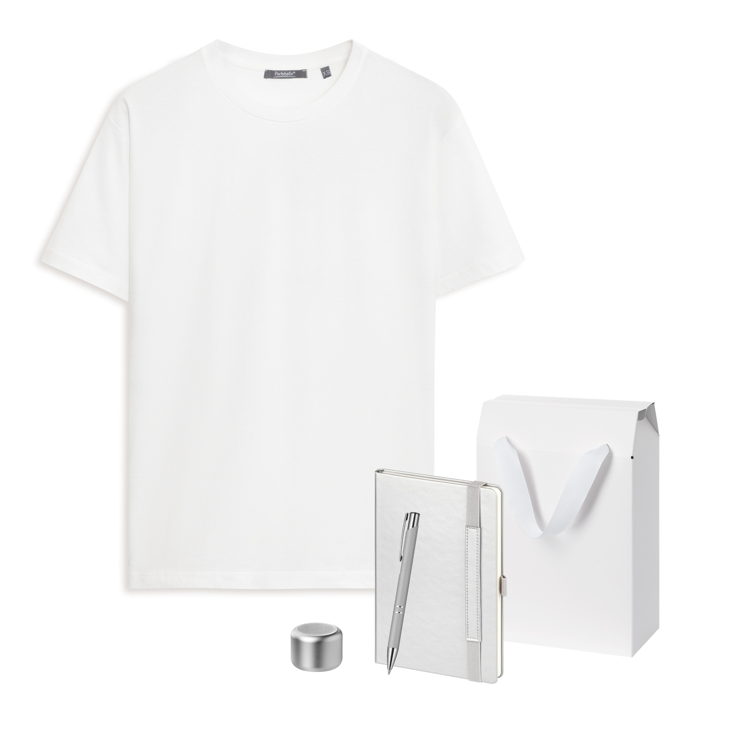 Набор с одеждой Крис (Kris) (футболка, колонка, ежедневник, ручка), серебряный, XL-0